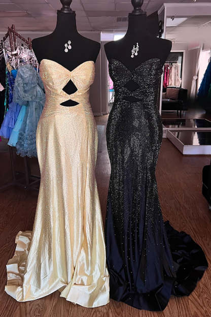 Sparkly Strapless Long Mermaid Prom Dress with Beading