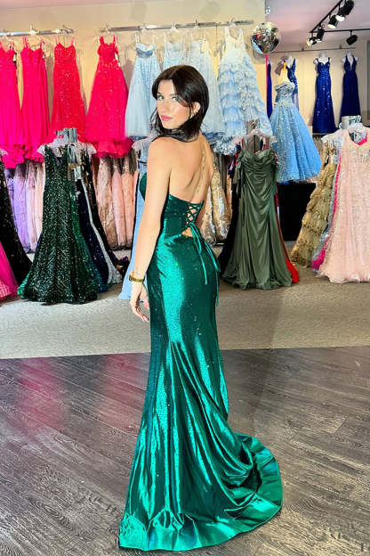 Sparkly Strapless Long Mermaid Prom Dress with Beading