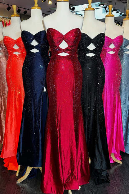 Sparkly Strapless Long Mermaid Prom Dress with Beading