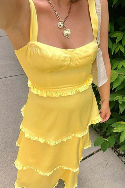 Cocosbride Simple Square Neck  A-line Chiffon Formal Dress with Split