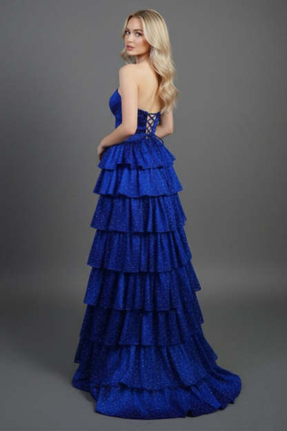Cocosbride Simple Sweetheart Strapless A-line Long Prom Dress with Ruffles