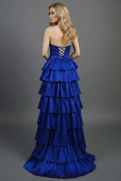 Cocosbride Simple Sweetheart Strapless A-line Long Prom Dress with Ruffles