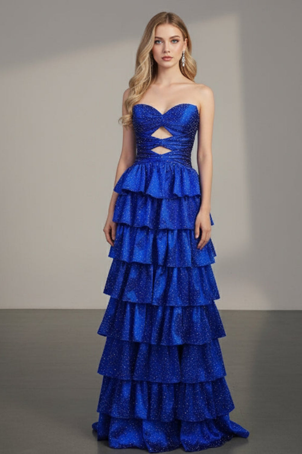 Cocosbride Simple Sweetheart Strapless A-line Long Prom Dress with Ruffles