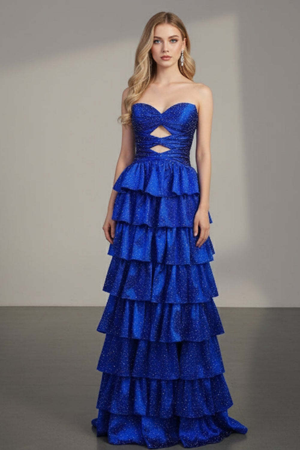 Cocosbride Simple Sweetheart Strapless A-line Long Prom Dress with Ruffles