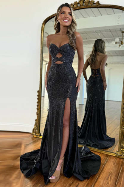 Cocosbride Cute Sweetheart Mermaid Sequined Prom Dress with Keyhole