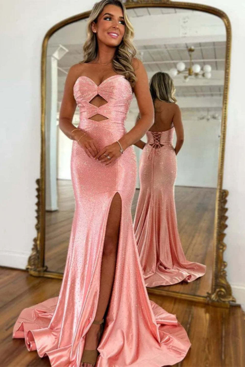 Sweetheart Sequined Mermaid Prom Dress with Keyhole - Cocosbride