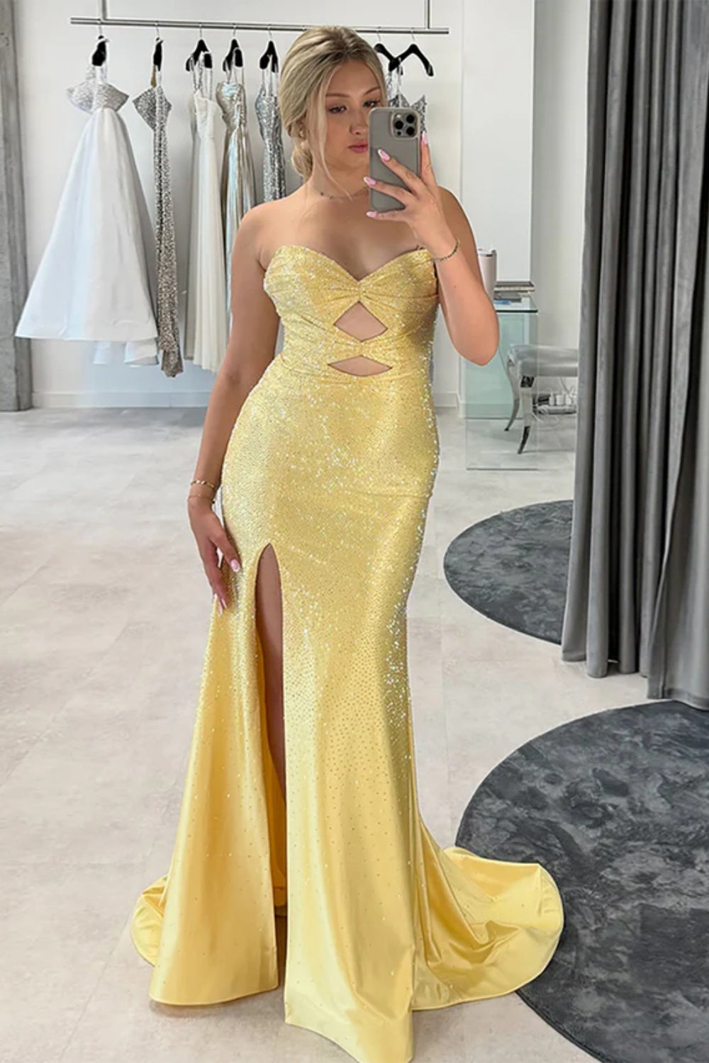 Cocosbride Cute Sweetheart Mermaid Sequined Prom Dress with Keyhole