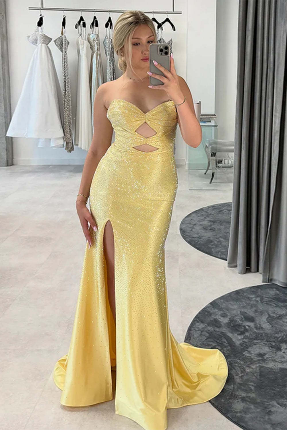 Cocosbride Cute Sweetheart Mermaid Sequined Prom Dress with Keyhole