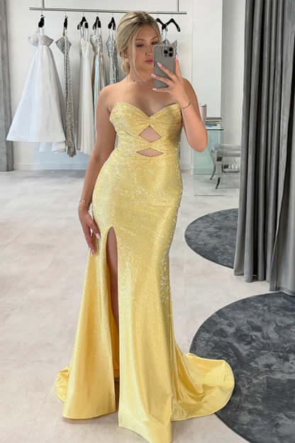 Cocosbride Cute Sweetheart Mermaid Sequined Prom Dress with Keyhole