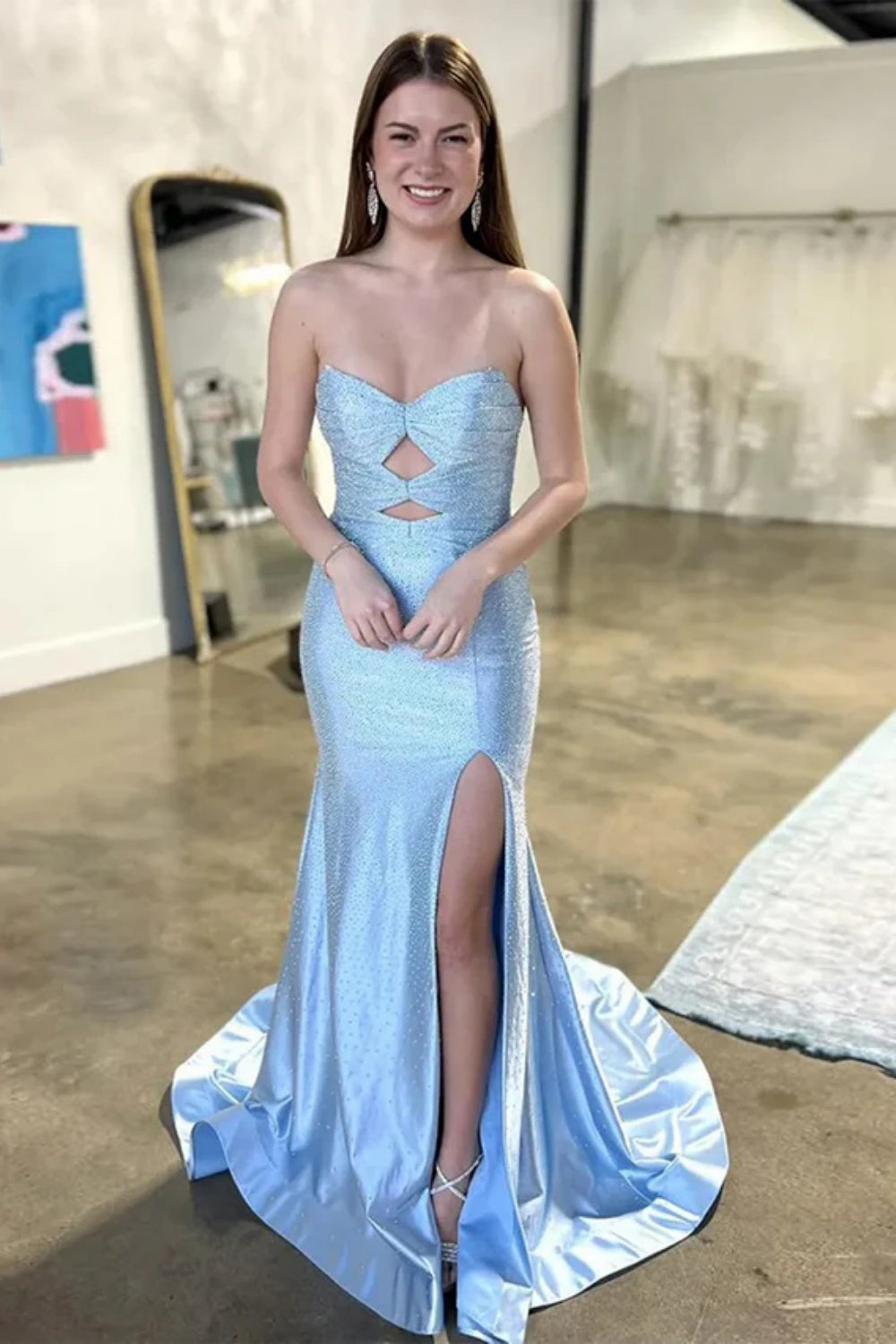 Cocosbride Cute Sweetheart Mermaid Sequined Prom Dress with Keyhole