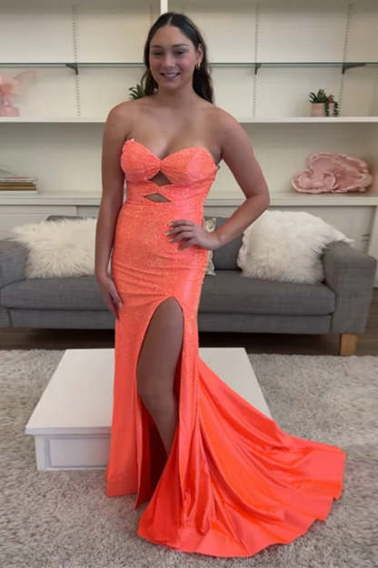 Cocosbride Cute Sweetheart Mermaid Sequined Prom Dress with Keyhole