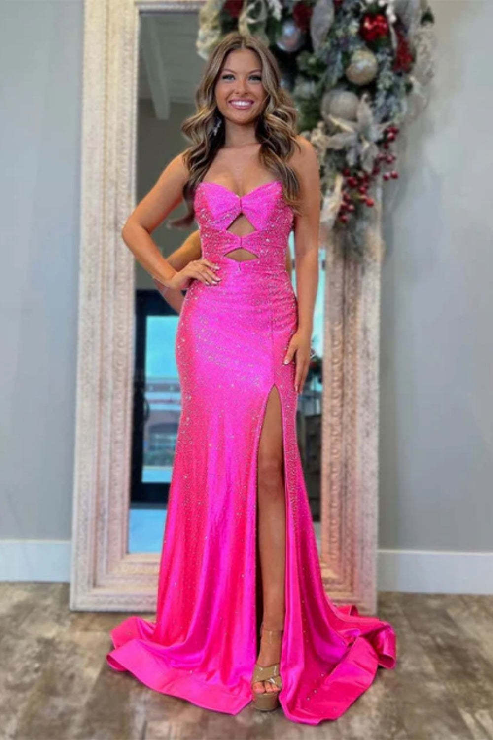 Cocosbride Cute Sweetheart Mermaid Sequined Prom Dress with Keyhole