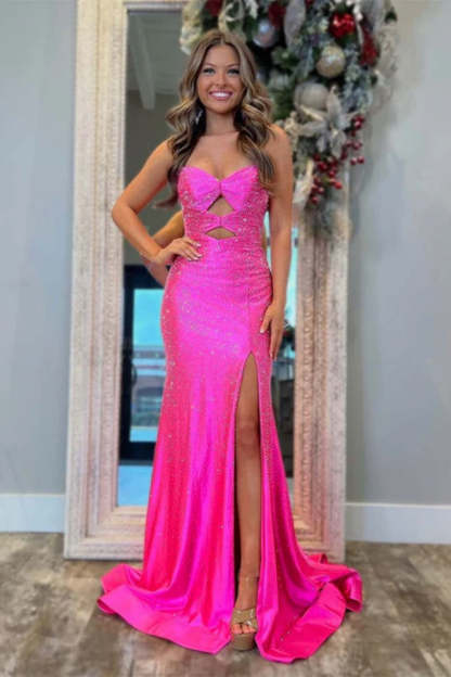 Cocosbride Cute Sweetheart Mermaid Sequined Prom Dress with Keyhole
