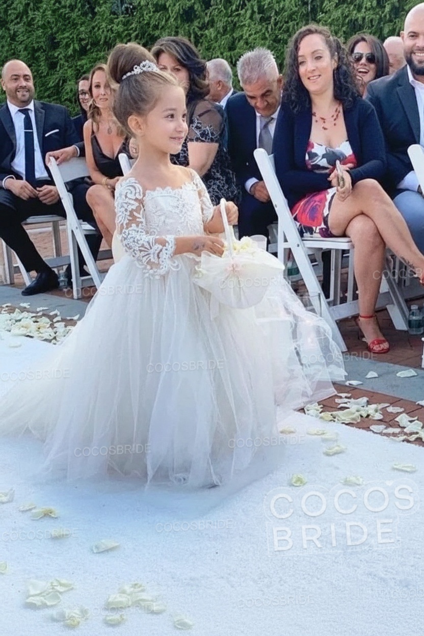 Boho Long Sleeves Lace Flower Girl Dresses