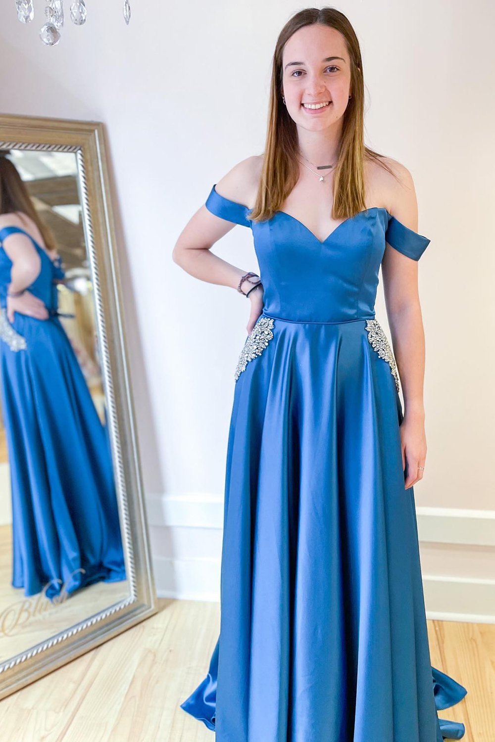 Glamorous Off-the-shoulder Sweetheart A-line Ruched Prom Dress With Crystal Embellishment