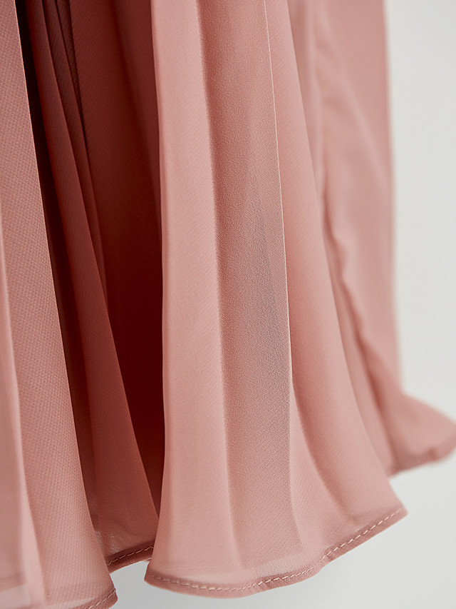 Dusty Rose Long A-line Chiffon Lace Junior Bridesmaid Dress