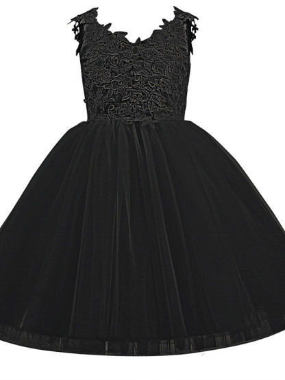 Short Ball Gown Tulle Flower Girl Dresses White First Communion Dresses