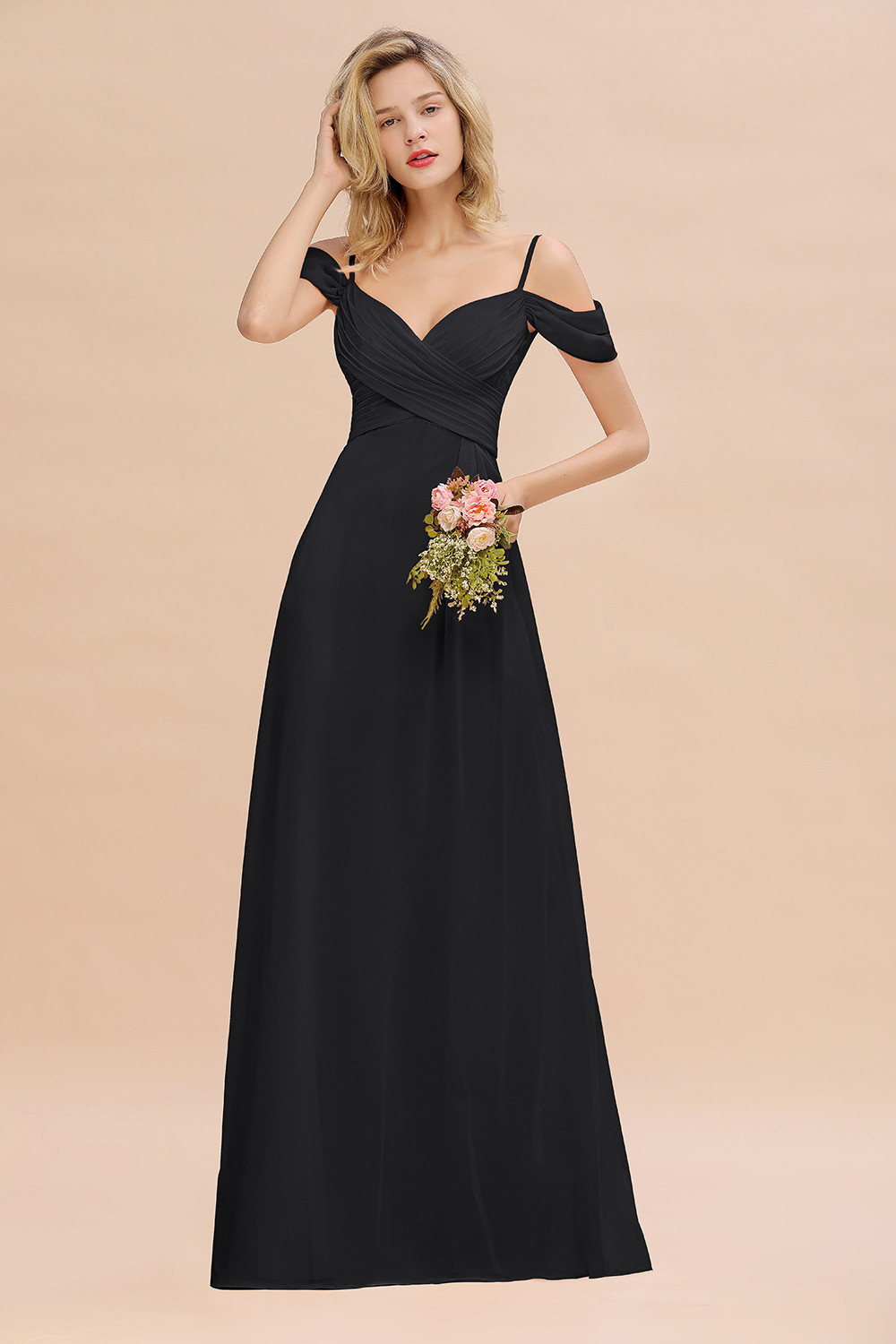 Spaghetti Straps Sweetheart Ruffles Bridesmaid Dress