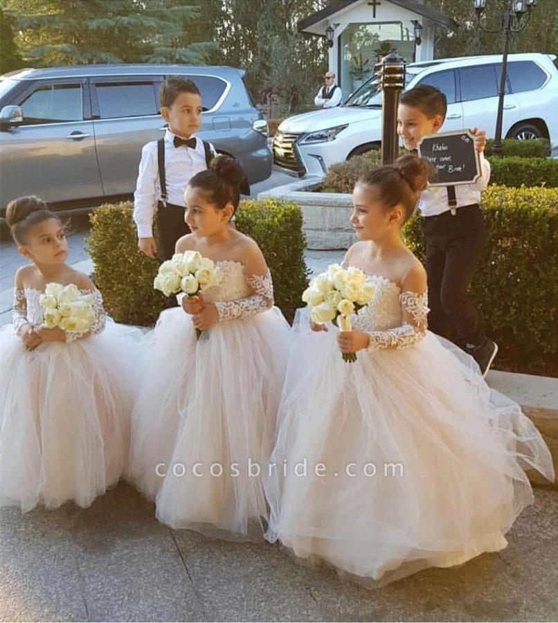 Boho Long Sleeves Lace Flower Girl Dresses for Wedding