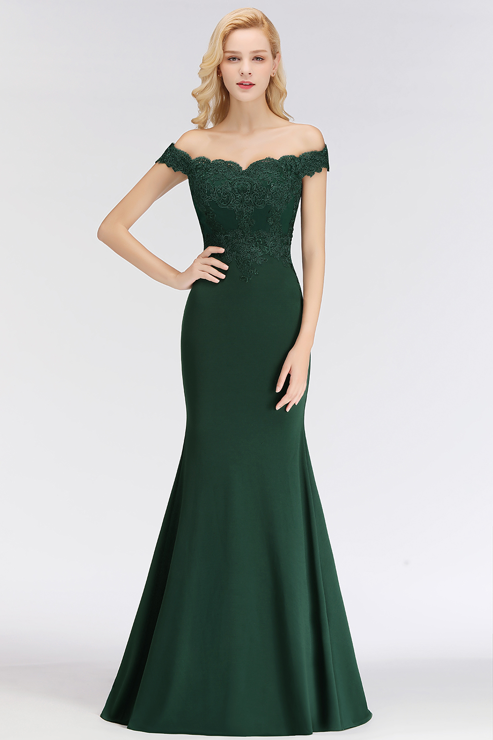 Elegant Long Mermaid Off-the-Shoulder Lace Bridesmaid Dresses