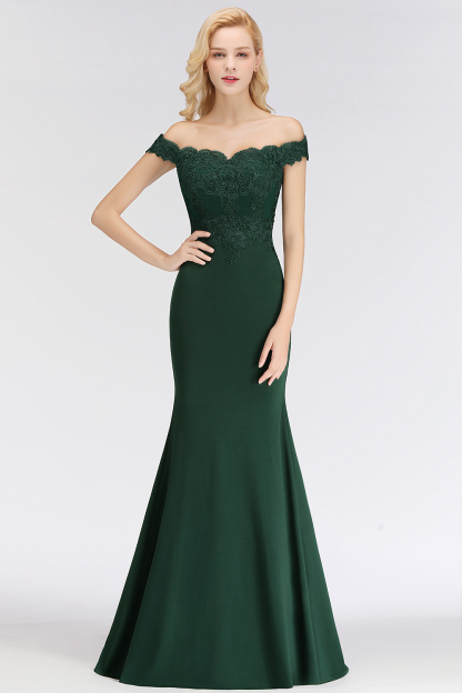 Elegant Long Mermaid Off-the-Shoulder Lace Bridesmaid Dresses