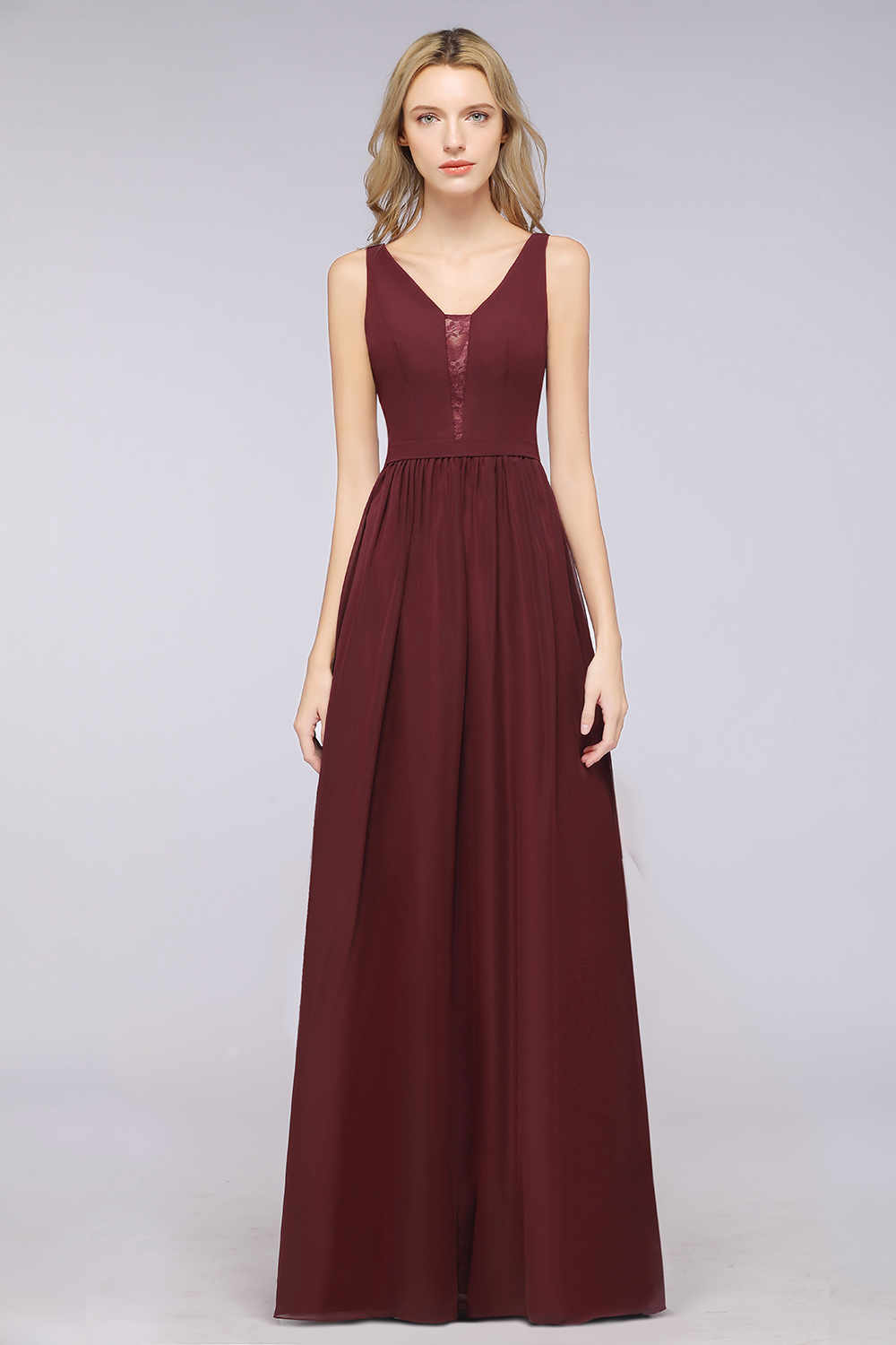 Gorgeous A-line V-neck Ruffles Straps Long Bridsmaid Dress