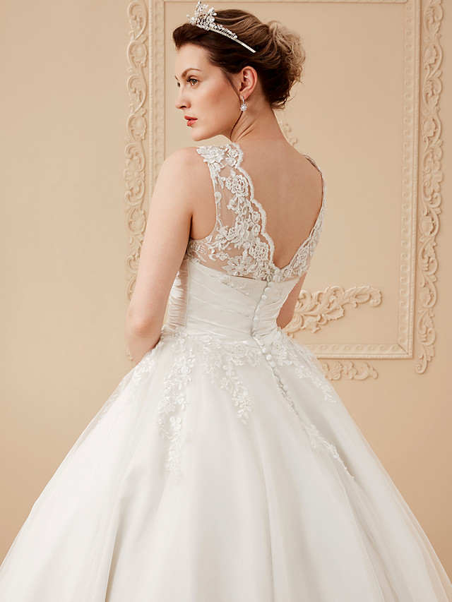Short A-Line Satin Lace Ankle Length Vintage Wedding Dresses