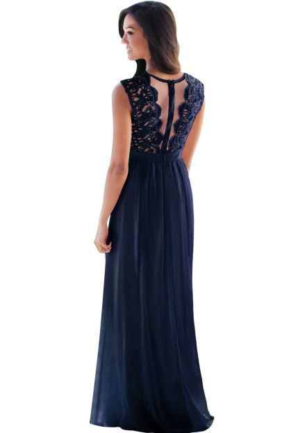 Sheath Crew Sleeveless Floor-length Lace Top Chiffon Bridesmaid Dresses