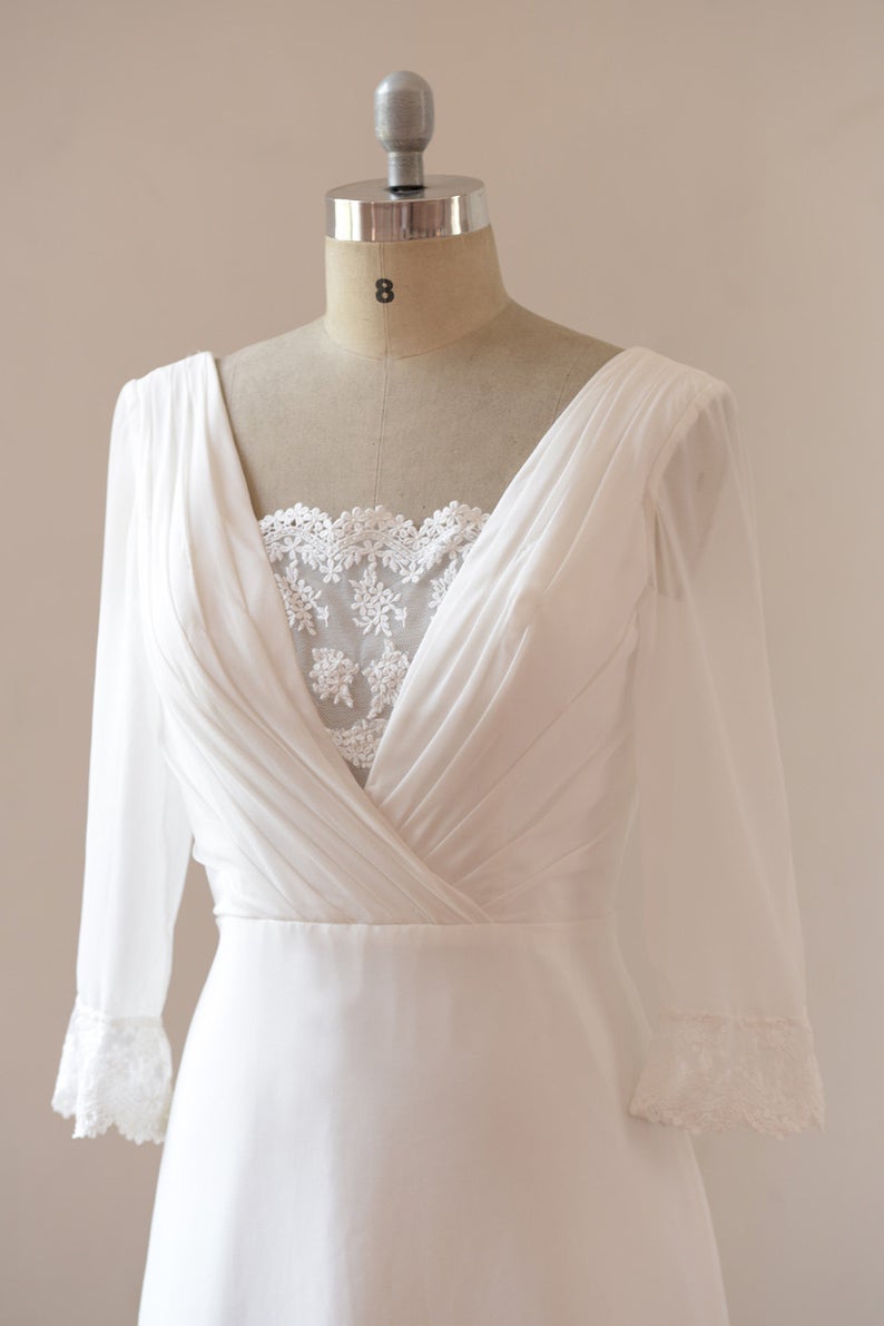 A-line Backless Long Chiffon Beach Wedding Dress with