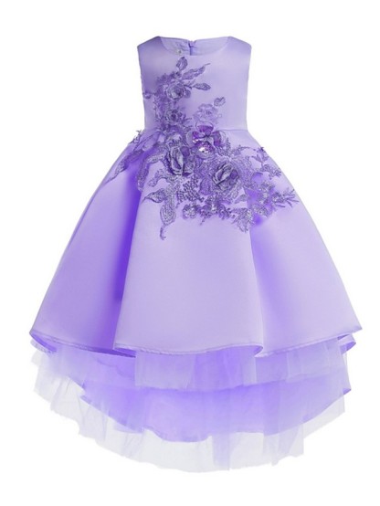 Ball Gown Ankle Length Pageant Flower Girl Dresses - Polyester Sleeveless Jewel Neck With Appliques
