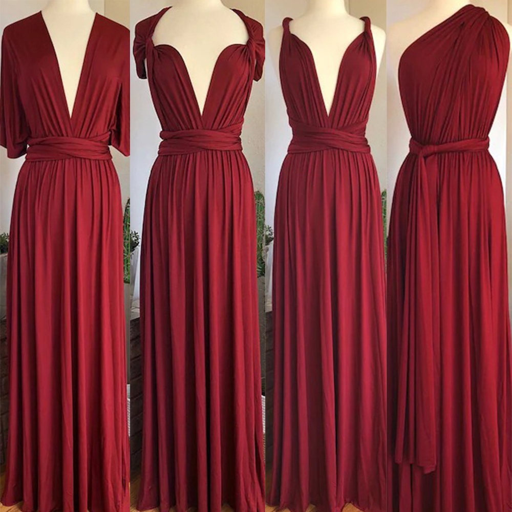 Convertible Long A-line Burgundy Bridesmaid Dresses | Multiway Infinity Dress