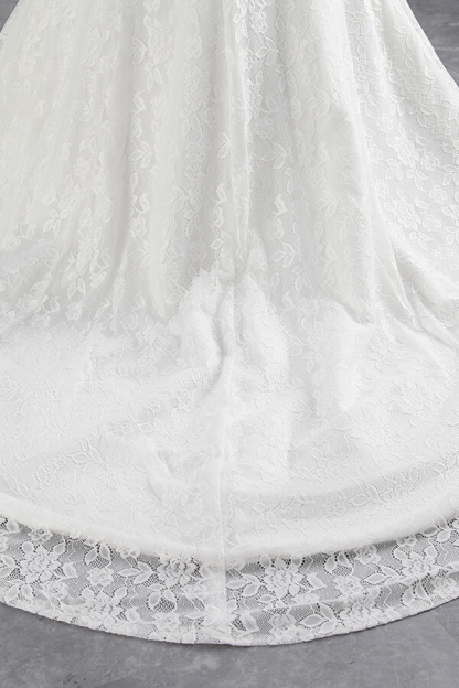 Long Off the Shoulder Lace-up Mermaid Lace Wedding Dress