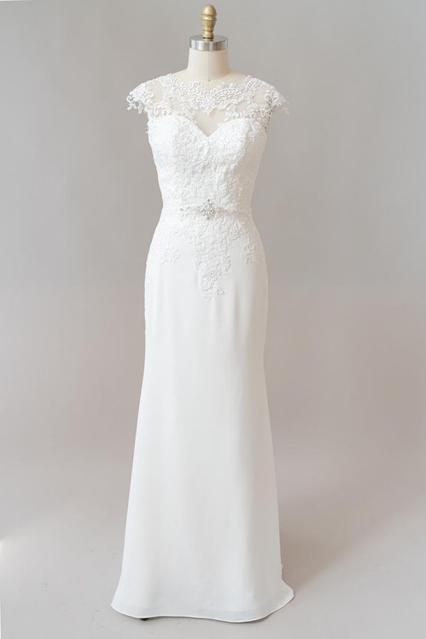 Long Mermaid Lace Chiffon Wedding Dress