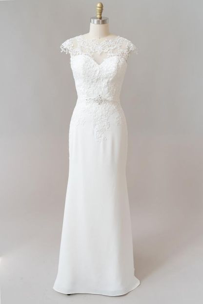 Long Mermaid Lace Chiffon Wedding Dress