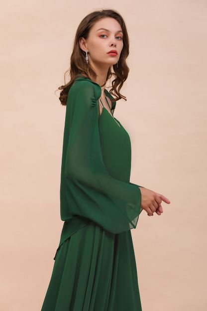 BM1893 Dark Green Long Sleeve Chiffon Special Occasion Wraps