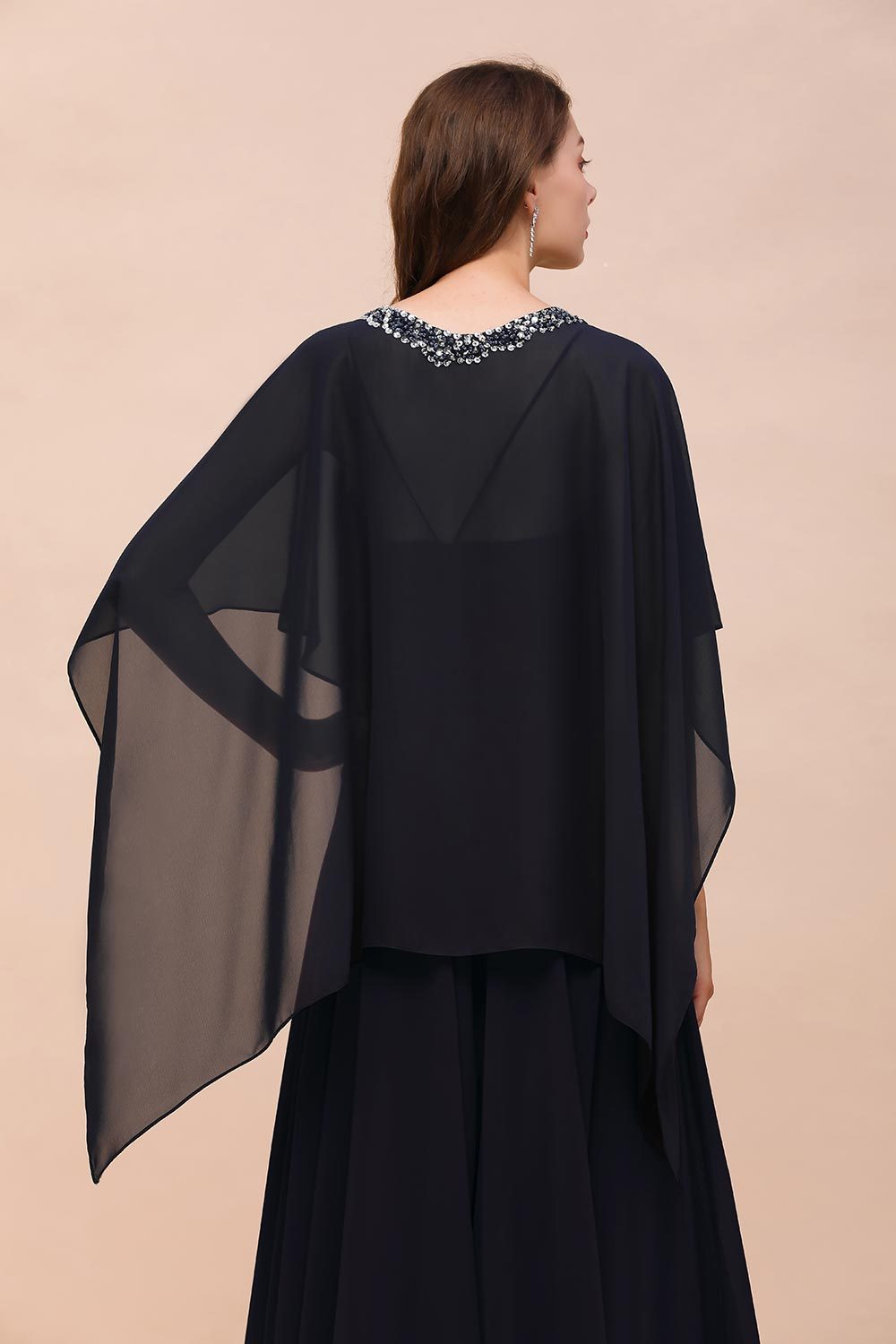 BM1090 Chiffon Dark Navy Special Occasions Wrap