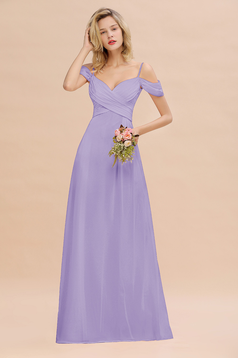 Spaghetti Straps Sweetheart Ruffles Bridesmaid Dress