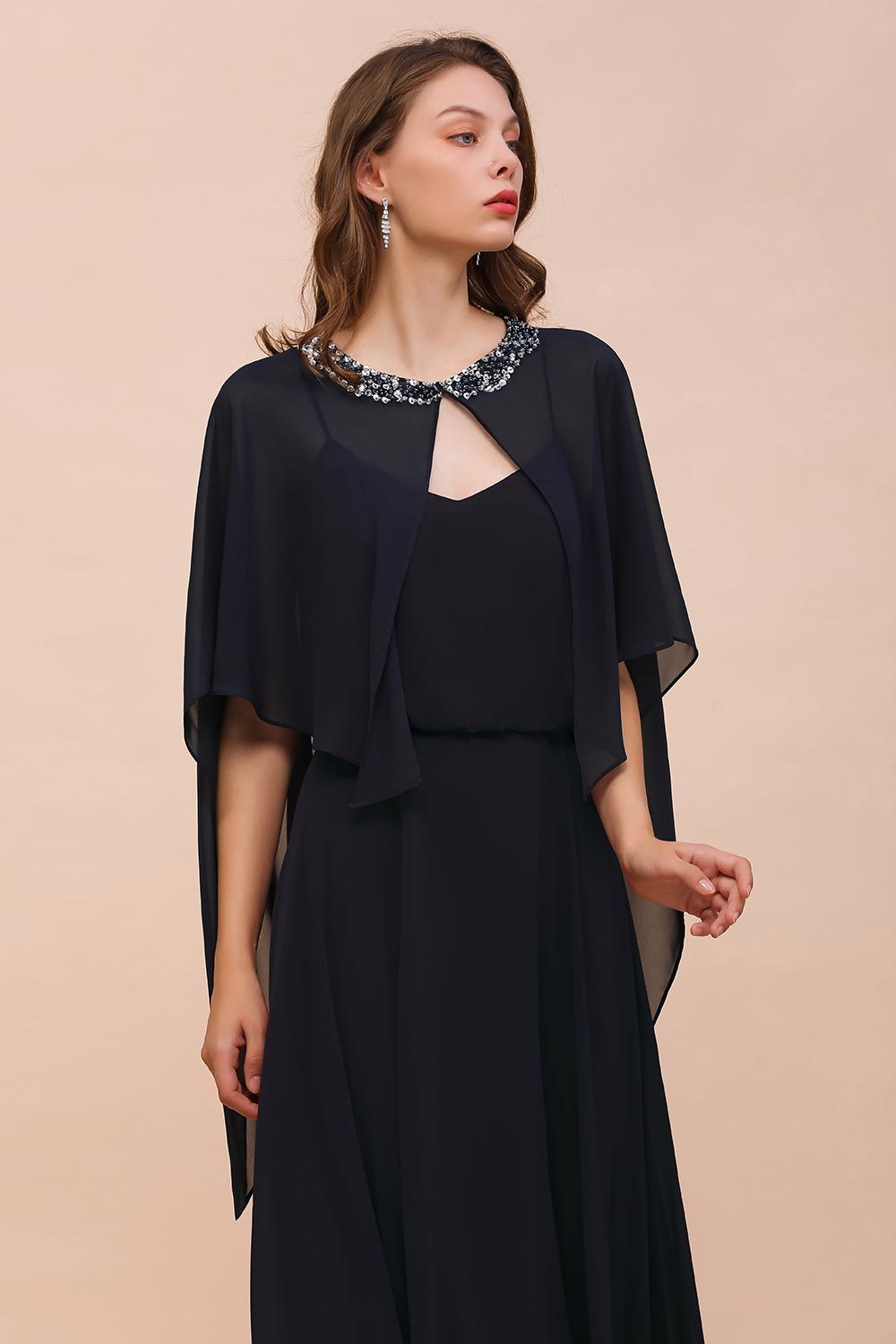 BM1090 Chiffon Dark Navy Special Occasions Wrap