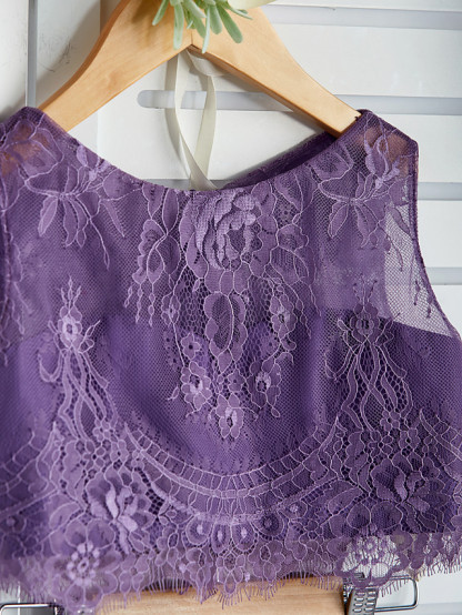 Long A-line Two Piece Chiffon Lace Junior Bridesmaid Dress