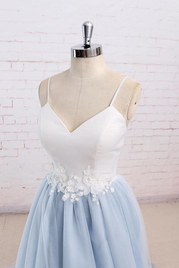 Chic Long Sweetheart Spaghetti Strap Organza A-line Wedding Dress