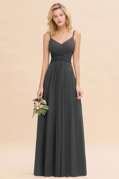 Elegant A-line Ruffles Spaghetti Straps Bridesmaid Dress