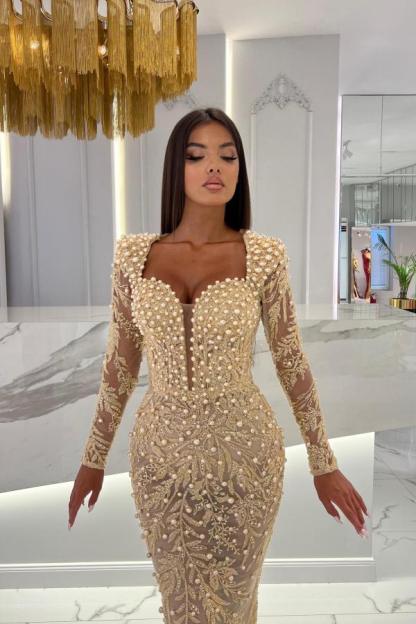 Mermaid Long Sleeves Sweetheart Tulle Prom Dress with Detachable Tail