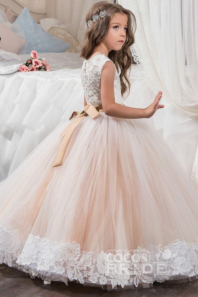 Scoop Neck Sleeveless Ball Gown Flower Girls Dress