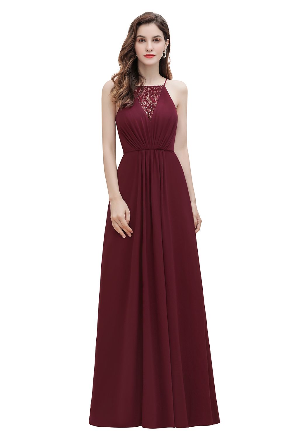 Straps Bateau A-line Sequins Chiffon Evening Prom Dress