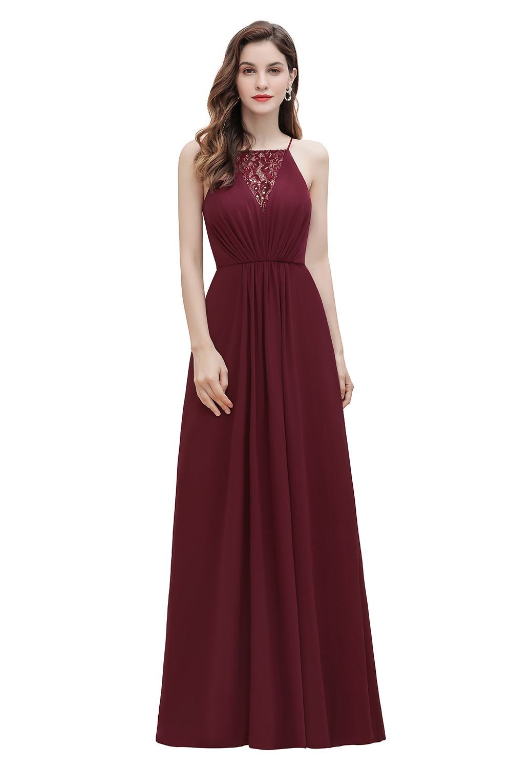 Straps Bateau A-line Sequins Chiffon Evening Prom Dress