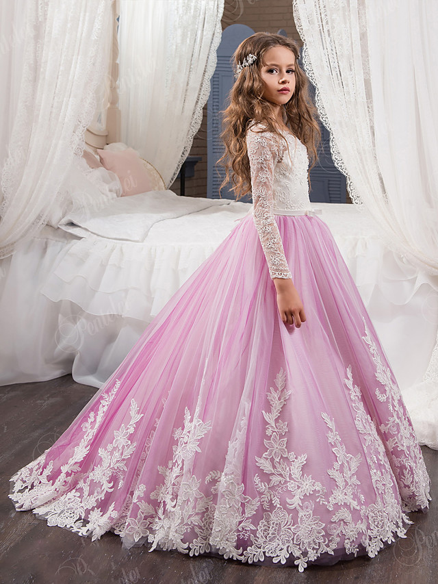 Ball Gown Sweep / Brush Train Boho Flower Girl Dresses