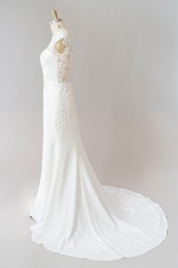Long Mermaid Lace Chiffon Wedding Dress