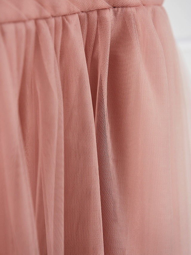 Long Crew Neck Tulle Junior Bridesmaid Dress A-line Flower Girl Dresses