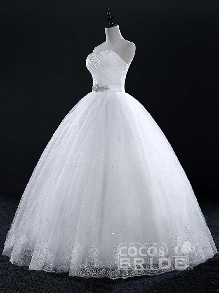 Long Tulle Sweetheart Lace Ball Gown Wedding Dresses