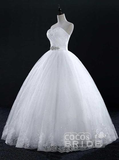 Long Tulle Sweetheart Lace Ball Gown Wedding Dresses